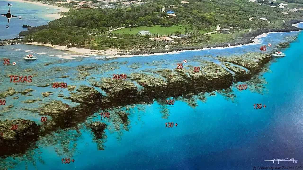 West Bay Point Texas - Rino Phores - Sandra's Grotto - Snorkeling and Diving Map of Roatan Honduras