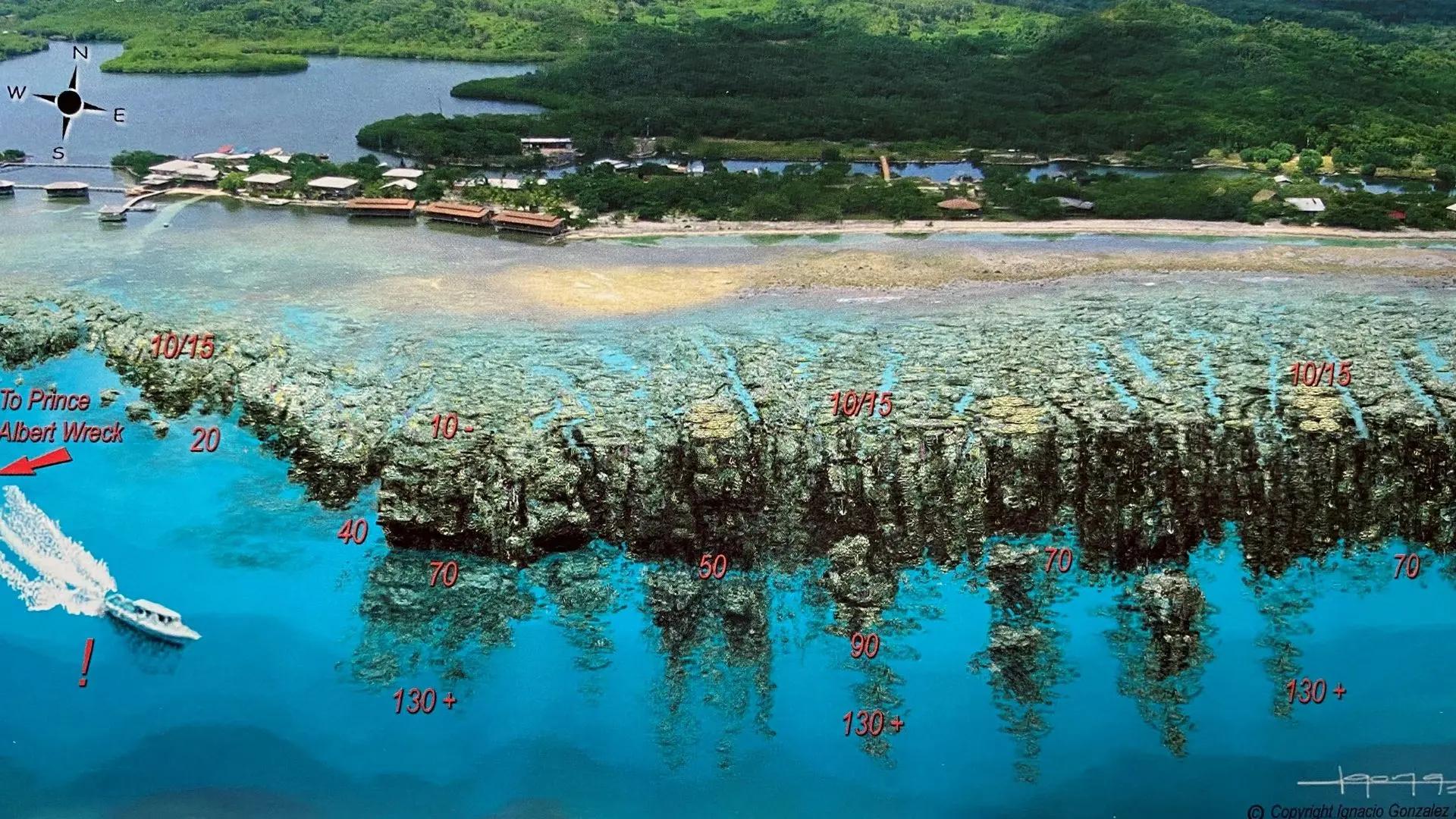 Coco View - Prince Alberts Wreck - Coco View Wall - Roatan Honduras Snorkeling Map
