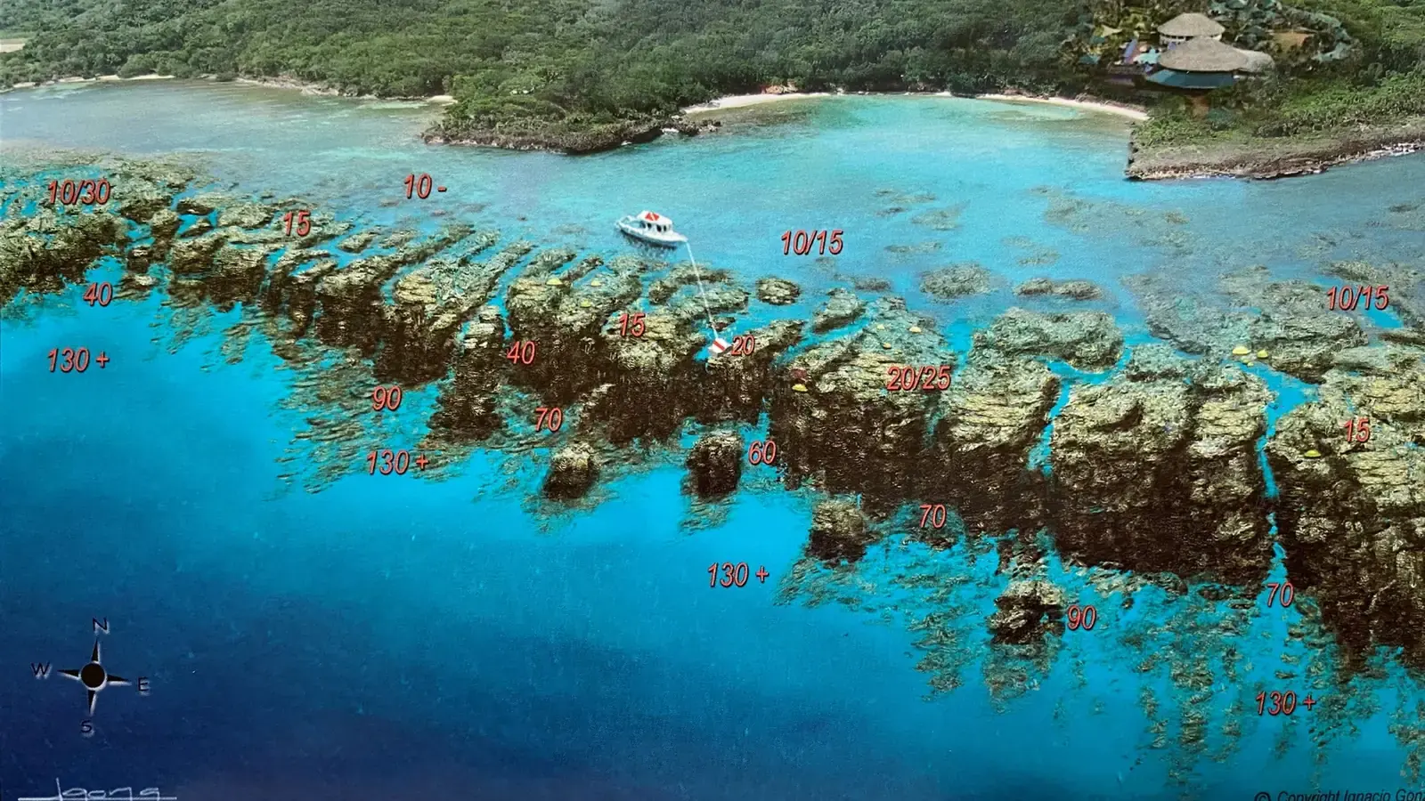 Media Luna - Half Moon Bay - Roatan Snorkeling Map