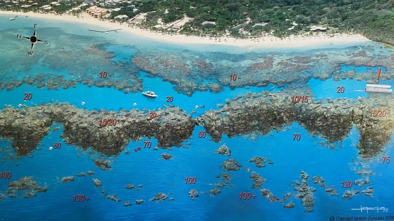 West Bay - Mandy's Eel Garden - Temptation - Joe Wagner - Snorkeling and Diving Map of Roatan Honduras