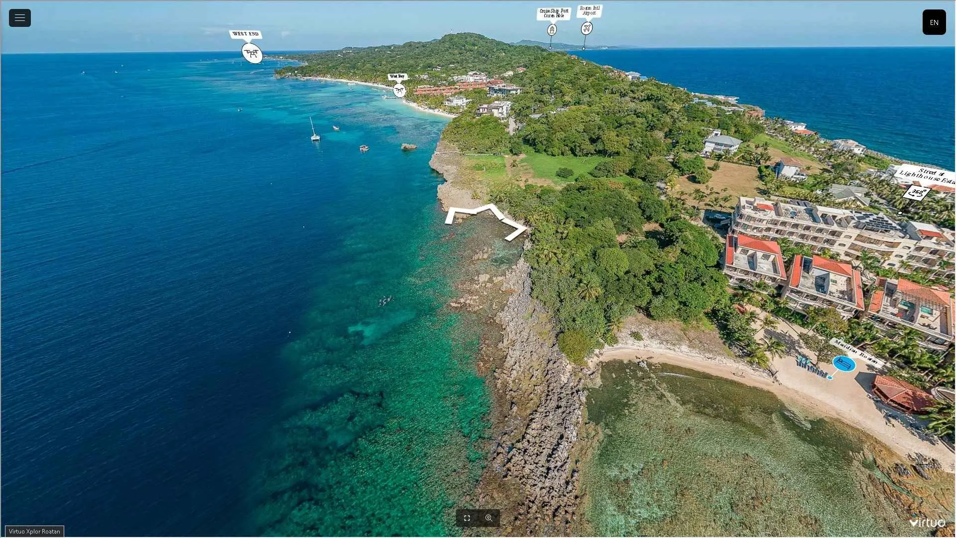 A view from the Cruise Ship Gangway Town Center Port of Roatan