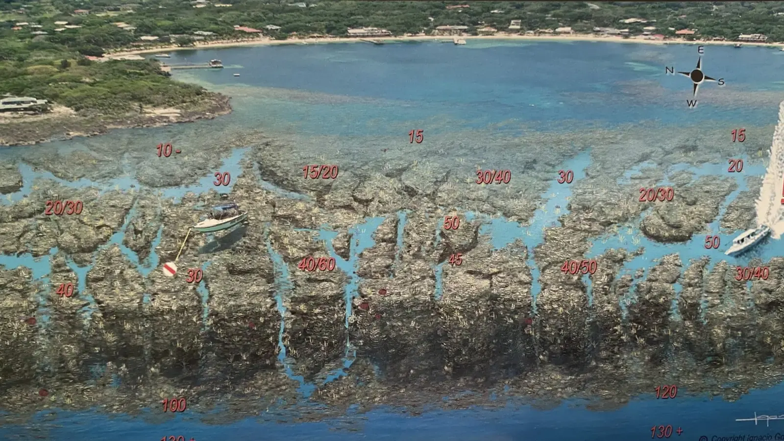 West End Half Moon Bay - Half Moon Bay Wall - Verns Drop Off - Snorkeling and Diving Map of Roatan Honduras