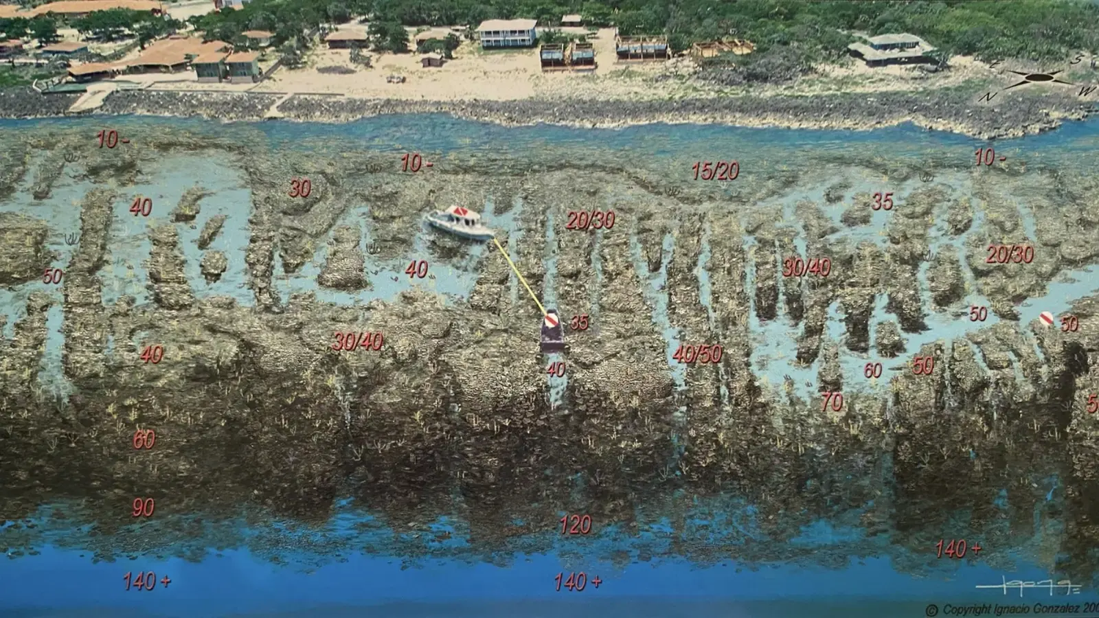West End - Grape Escape - Laras Rainbow - Glory to Ukraine - Snorkeling and Diving Map of Roatan Honduras