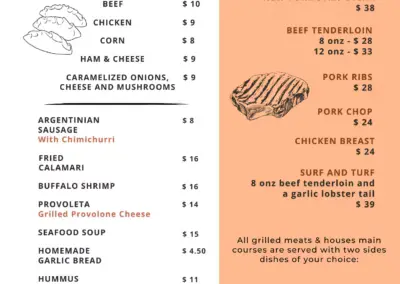 Lunch Menu of Argentina Grill