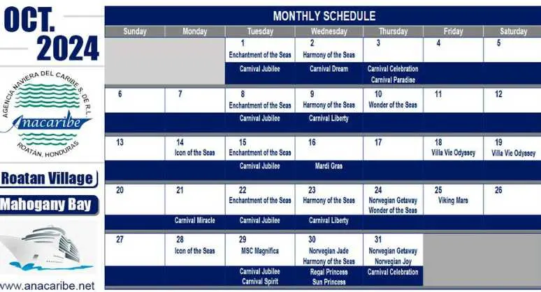 Calendrier des bateaux de croisiere du mois d Octobre 2024