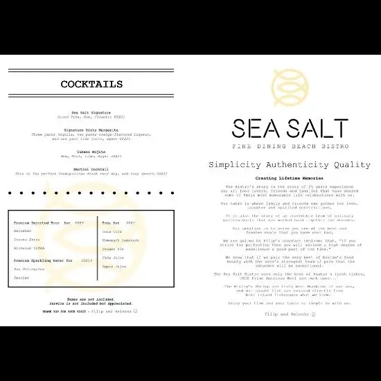 Ibagari Sea Salt Menu Page 2
