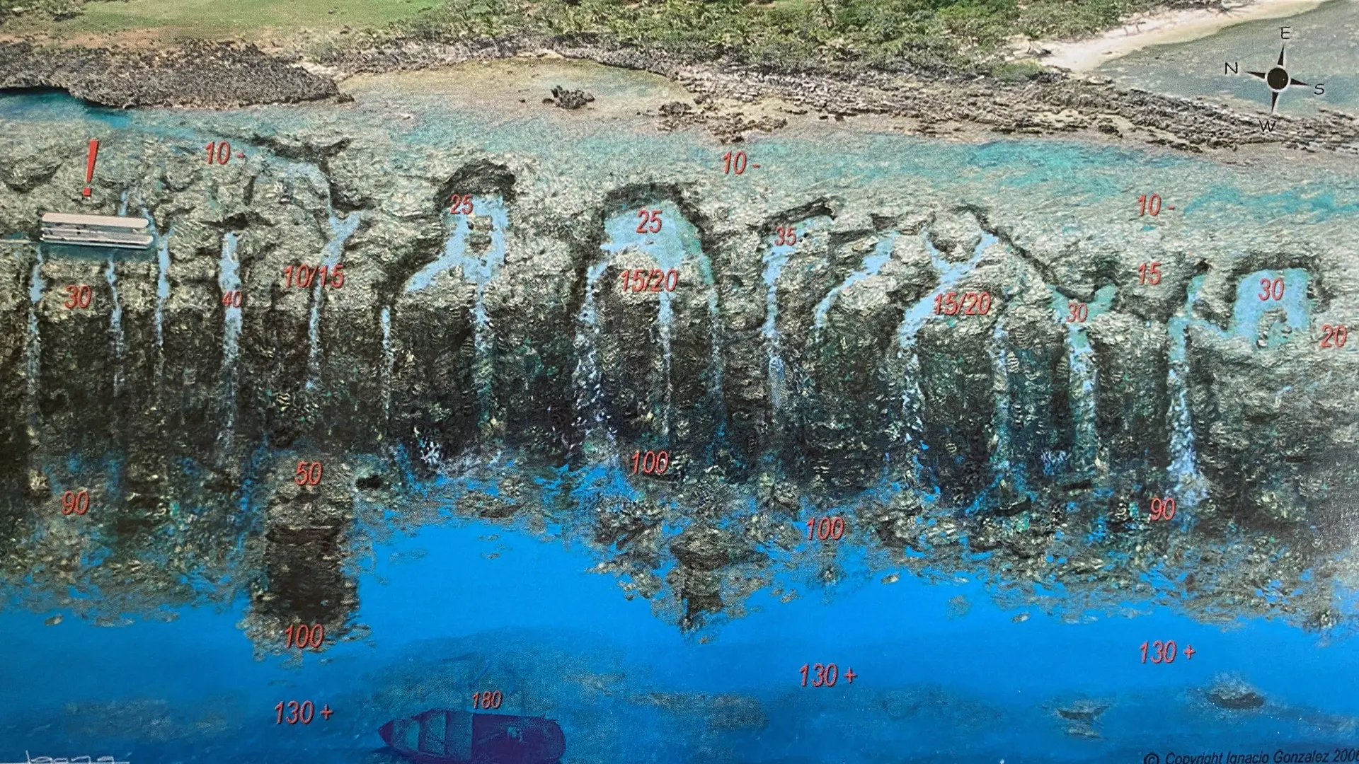 a Dive Site Map of West End Wall Snorkeling and Diving spot
