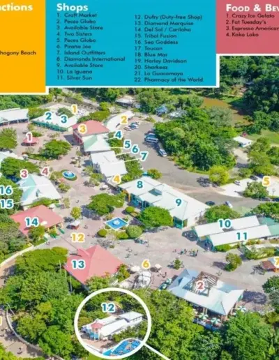 Carte du Port de Croisière Mahogany Bay Isla Tropicale Roatan