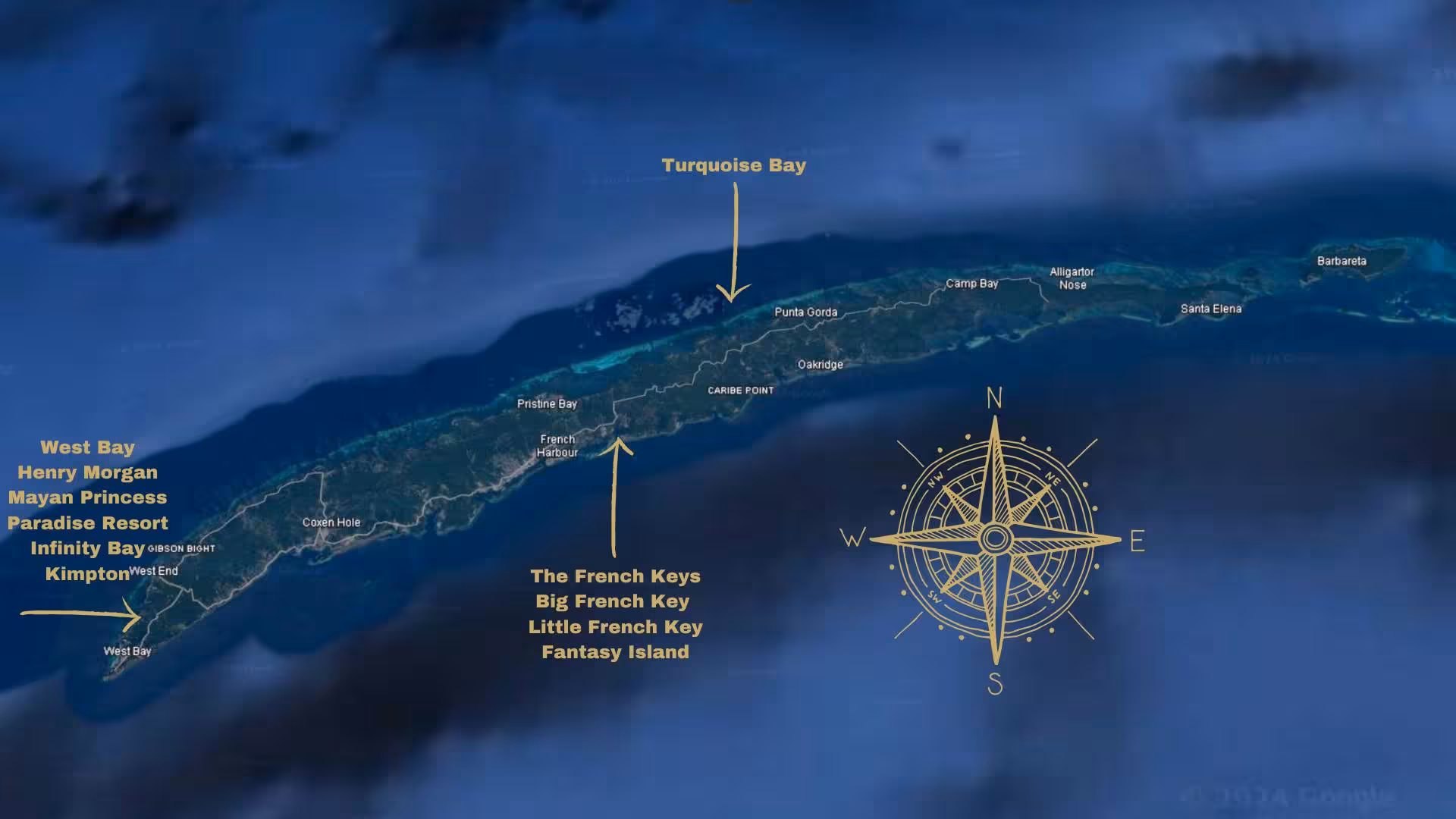 The Best All-Included Day Pass of Roatan - The Bay Islands of Honduras Map