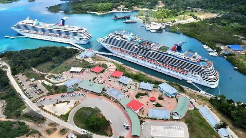 Port of Roatan 1 A view from the Cruise Ship Gangway Town Center Port of Roatan