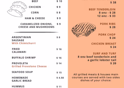 Restaurants In West Bay Roatan 5 Lunch Menu of Argentina Grill