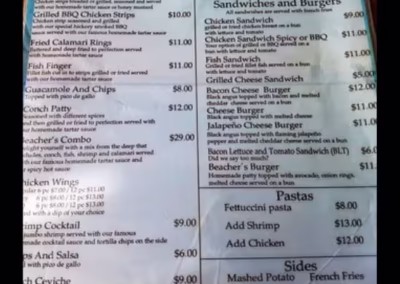 Restaurants In West Bay Roatan 18 Beachers Roatan Menu