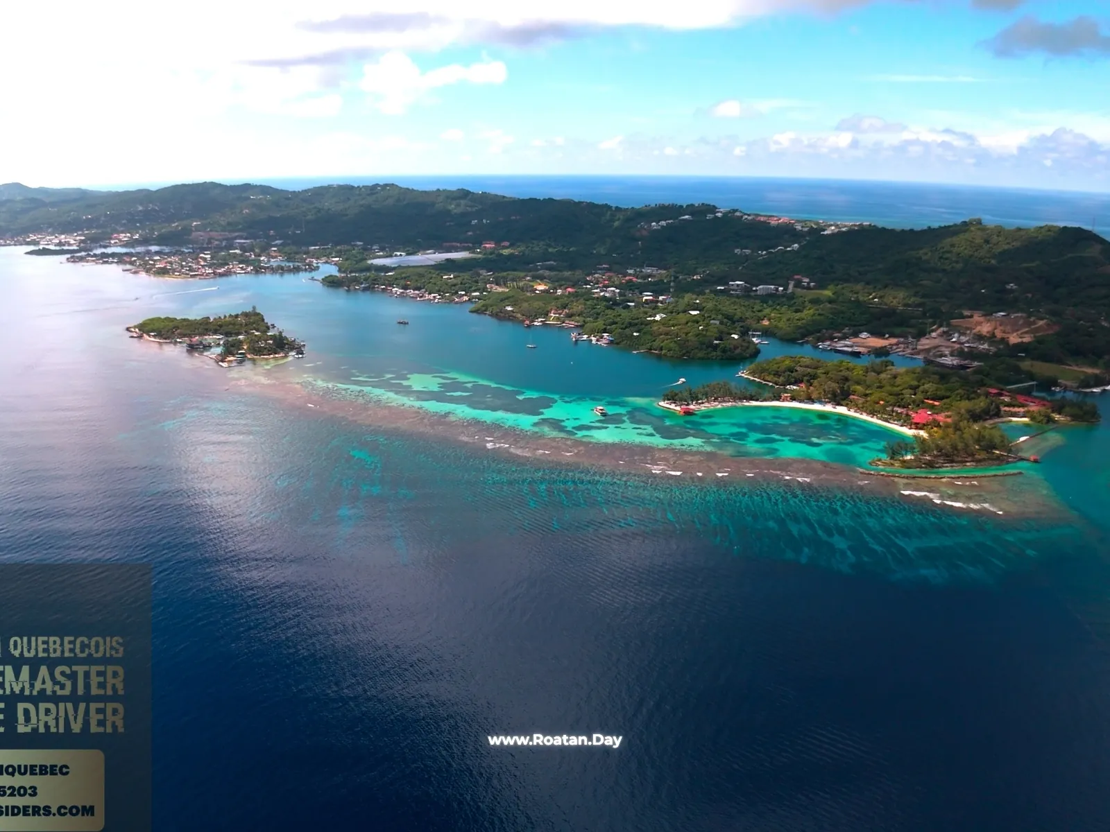 turquoise water aerial with Fantasy Island